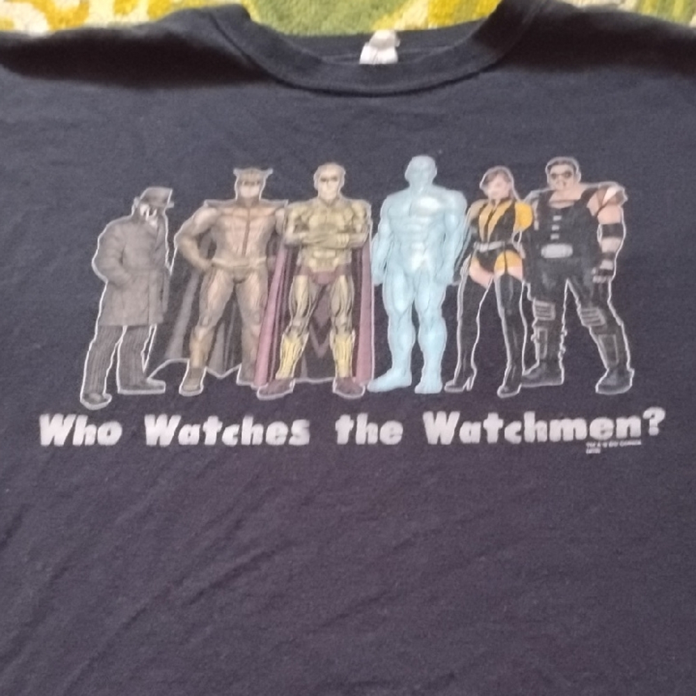 Men's Black Vintage Large Who Watches The Watchmen DC Comics Shirt Authentic